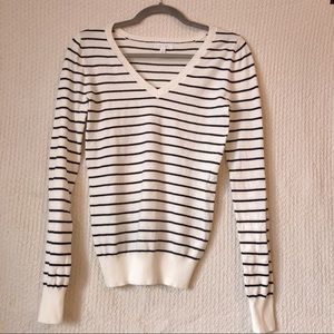 classic black and white striped sweater